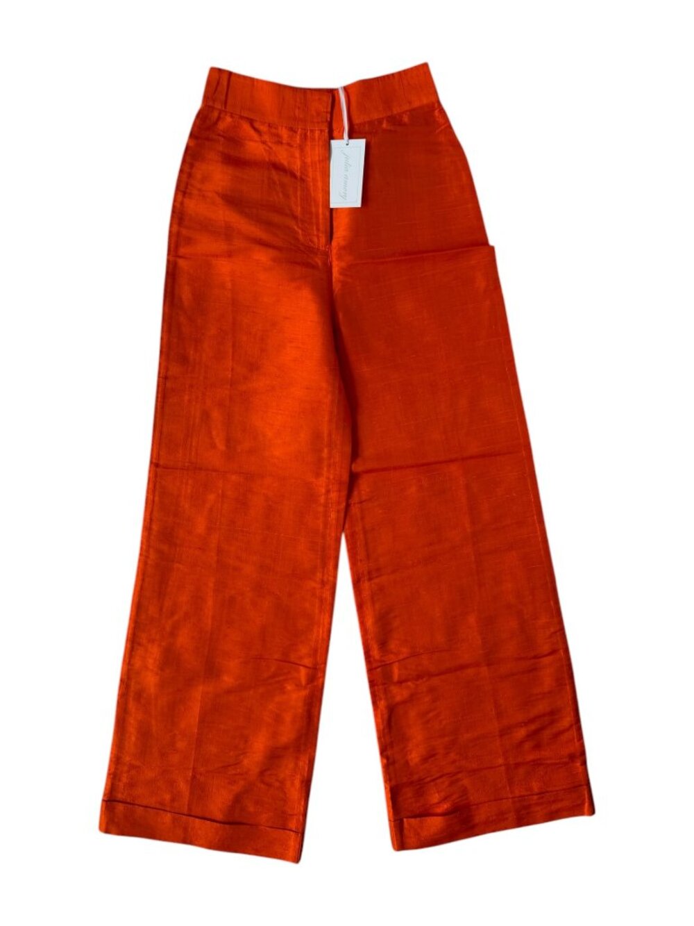 NWT Julia Amory Julia Pant Tangerine Orange Silk Wide Leg XS